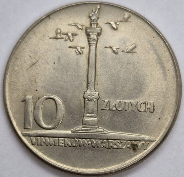 Moneta 10 zł Kolumna Zygmunta 1965
