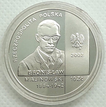 Moneta 10 zł Bronisław Malinowski 2002 r.
