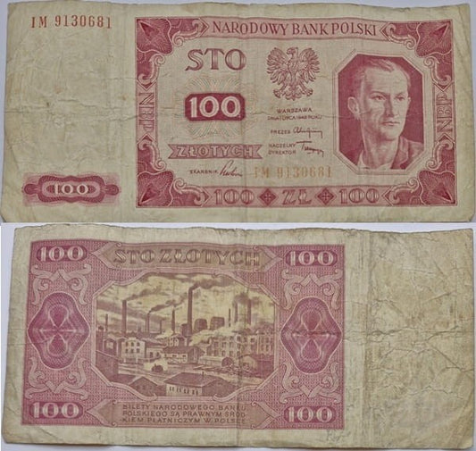 Banknot 100 zł 1948 stan 4