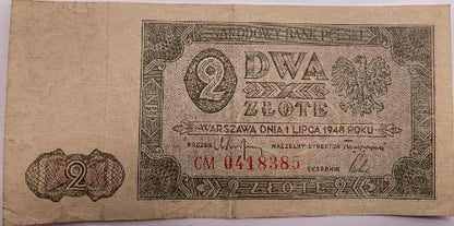 Banknot 2 zł 1948 r. stan 3