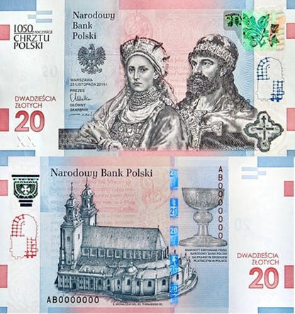 Banknot 20 zł 1050 rocznica Chrztu Polski 2015