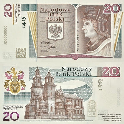 Banknot 20 zł 600. rocznica Urodzin Jana Długosza 2015