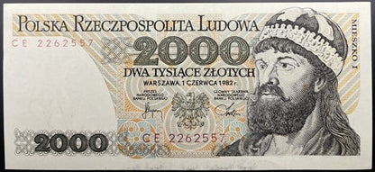 Banknot 2000 zł 1982 Mieszko I stan 1