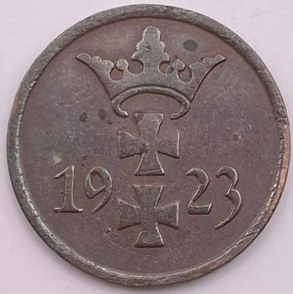 Moneta 1 fenig Wolne Miasto Gdańsk 1923