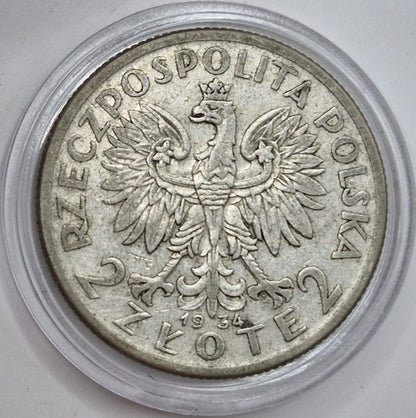 Moneta 2 złote 1934 Polonia Głowa Kobiety stan 3