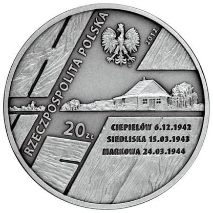 Moneta 20 zł Polacy ratują żydów rodzina Ulmów 2012 r.